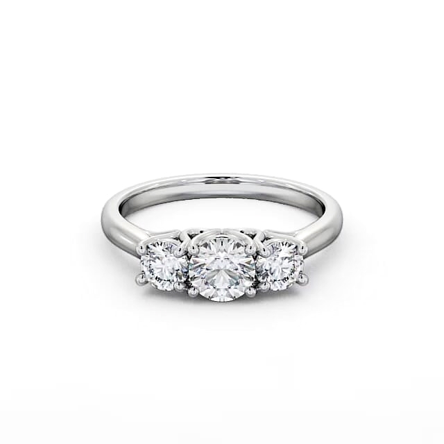 Three Stone Round Diamond Ring 18K White Gold - Candace TH47_WG_HAND
