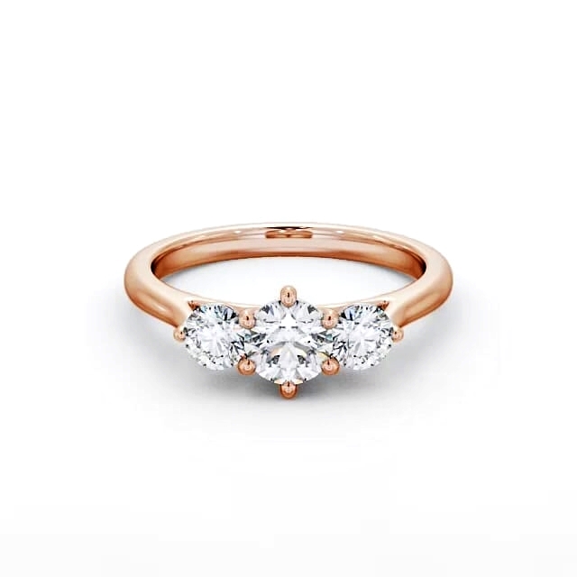 Three Stone Round Diamond Ring 18K Rose Gold - Kristin TH48_RG_HAND