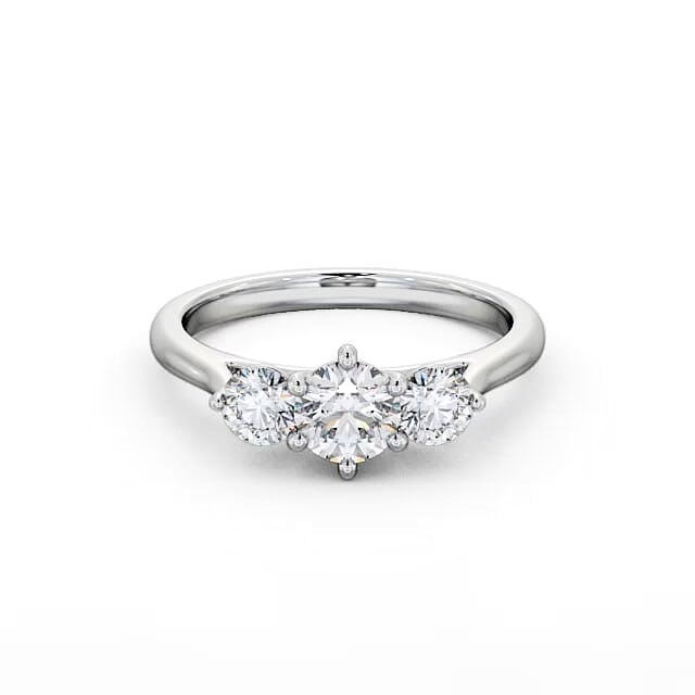 Three Stone Round Diamond Ring 18K White Gold - Kristin TH48_WG_HAND