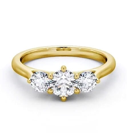 Three Stone Round Diamond Trilogy Ring 18K Yellow Gold TH48_YG_THUMB1