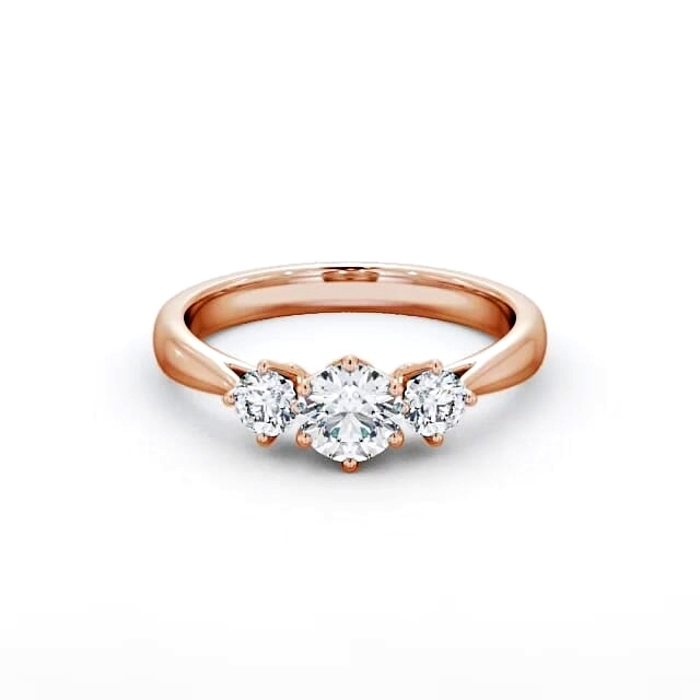 Three Stone Round Diamond Ring 18K Rose Gold - Mikenna TH49_RG_HAND