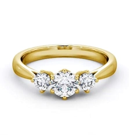 Three Stone Round Diamond Trilogy Ring 9K Yellow Gold TH49_YG_THUMB1