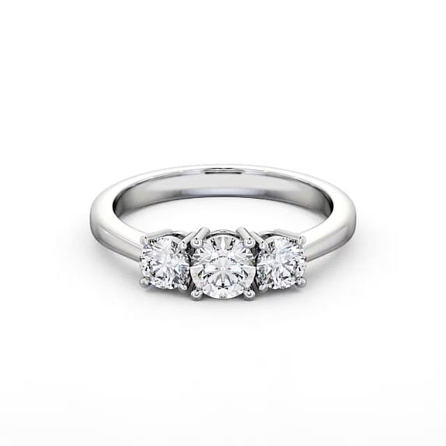 Three Stone Round Diamond Ring Platinum - Catalina TH4_WG_HAND