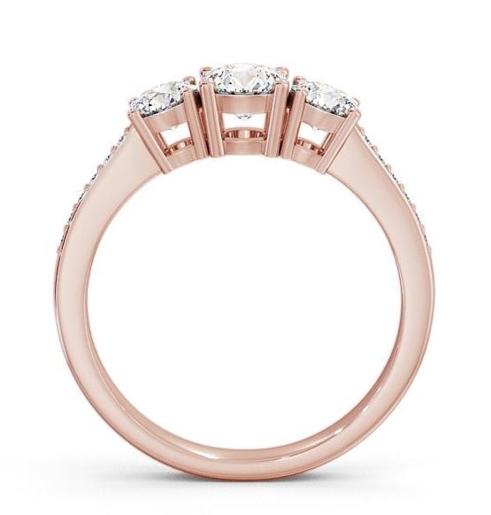 Three Stone Round Diamond Trilogy Ring 9K Rose Gold with Channel Set Side Stones TH4S_RG_THUMB1