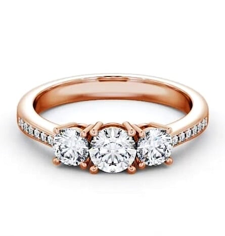 Three Stone Round Diamond Trilogy Ring 9K Rose Gold with Channel TH4S_RG_THUMB2 