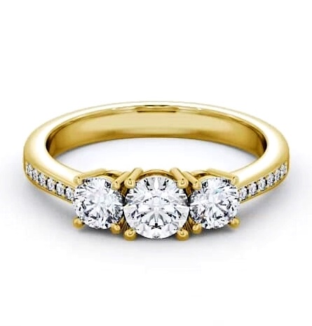 Three Stone Round Diamond Trilogy Ring 18K Yellow Gold with Channel TH4S_YG_THUMB1