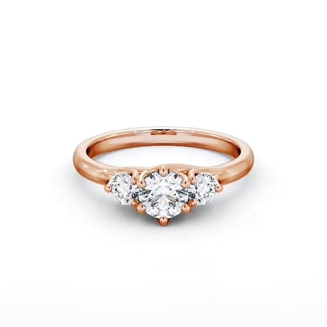 Three Stone Round Diamond Ring 18K Rose Gold - Kenza TH50_RG_HAND