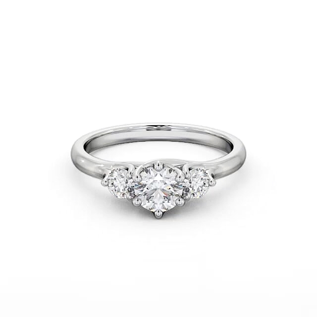 Three Stone Round Diamond Ring 9K White Gold - Kenza TH50_WG_HAND