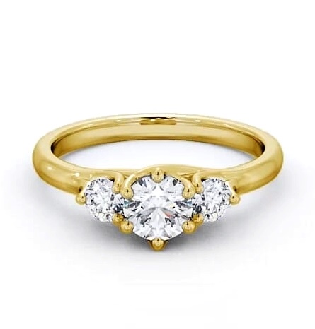 Three Stone Round Diamond Sweeping Prongs Trilogy Ring 18K Yellow Gold TH50_YG_THUMB1