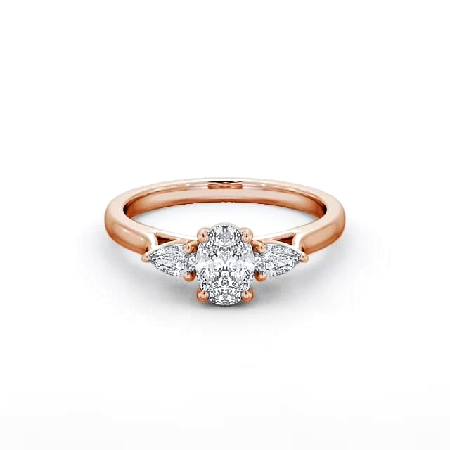 Three Stone Oval Diamond Ring 18K Rose Gold - Arianna TH51_RG_HAND