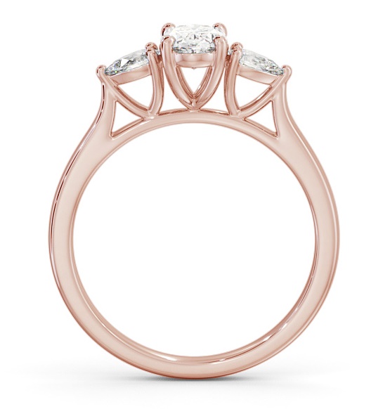 Three Stone Oval with Pear Diamond Ring 18K Rose Gold TH51_RG_THUMB1 