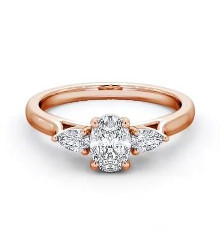Three Stone Oval with Pear Diamond Ring 18K Rose Gold TH51_RG_THUMB1