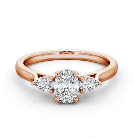 Three Stone Oval with Pear Diamond Ring 9K Rose Gold TH51_RG_THUMB2 