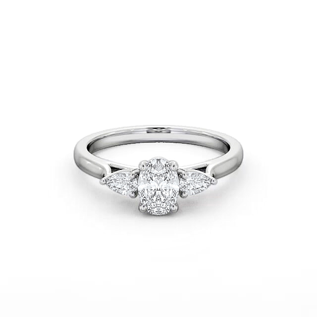 Three Stone Oval Diamond Ring 18K White Gold - Arianna TH51_WG_HAND