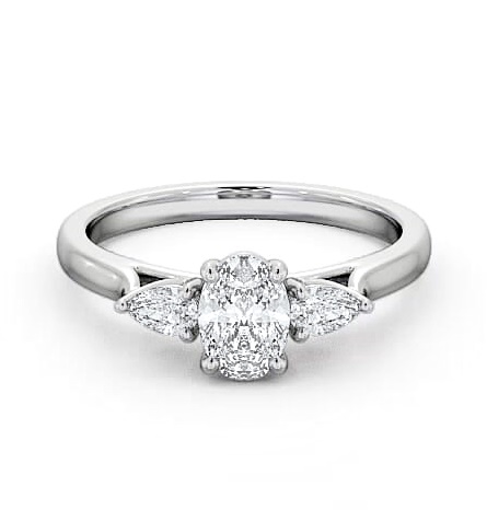 Three Stone Oval with Pear Diamond Ring 18K White Gold TH51_WG_THUMB2 