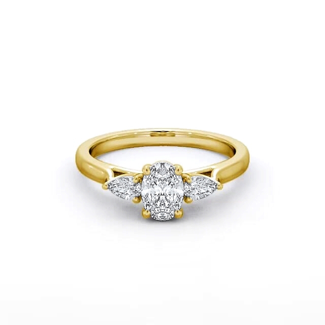 Three Stone Oval Diamond Ring 9K Yellow Gold - Arianna TH51_YG_HAND