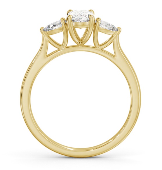 Three Stone Oval with Pear Diamond Ring 18K Yellow Gold TH51_YG_THUMB1 