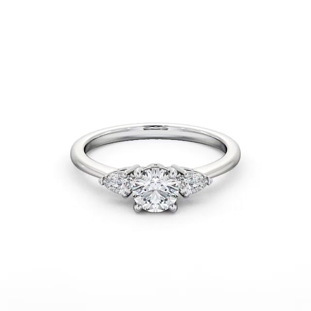 Three Stone Round Diamond Ring 18K White Gold - Valerie TH52_WG_HAND