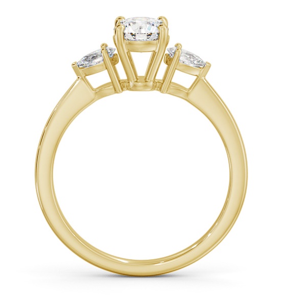 Three Stone Round with Pear Diamond Ring 18K Yellow Gold TH52_YG_THUMB1