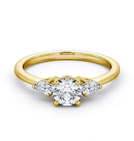 Three Stone Round with Pear Diamond Ring 9K Yellow Gold TH52_YG_THUMB1