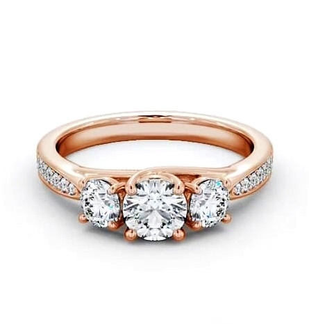Three Stone Round Diamond Trilogy with Channel Ring 9K Rose Gold TH53_RG_THUMB1