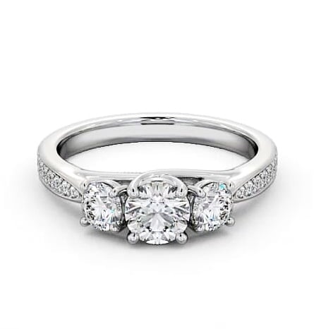 Three Stone Round Diamond Trilogy with Channel Ring 9K White Gold TH53_WG_THUMB2 