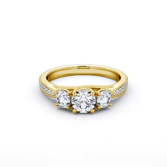 Three Stone Round Diamond Ring 9K Yellow Gold - Lindley TH53_YG_HAND
