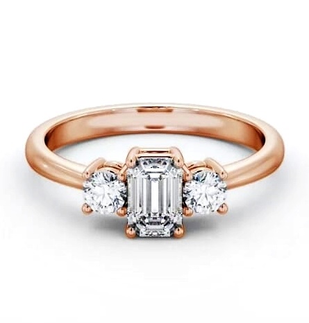 Three Stone Emerald with Round Diamond Trilogy Ring 9K Rose Gold TH54_RG_THUMB2 