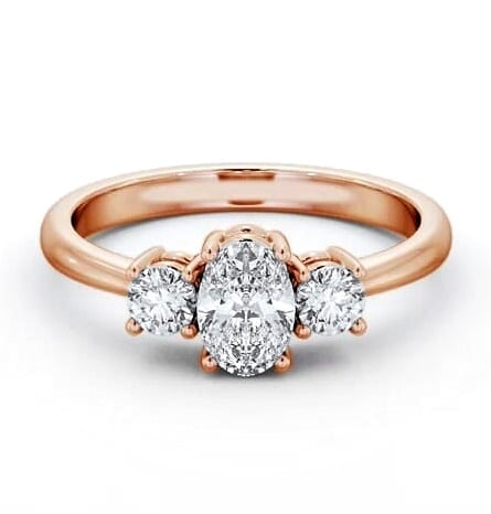 Three Stone Oval with Round Diamond Trilogy Ring 18K Rose Gold TH55_RG_THUMB2 