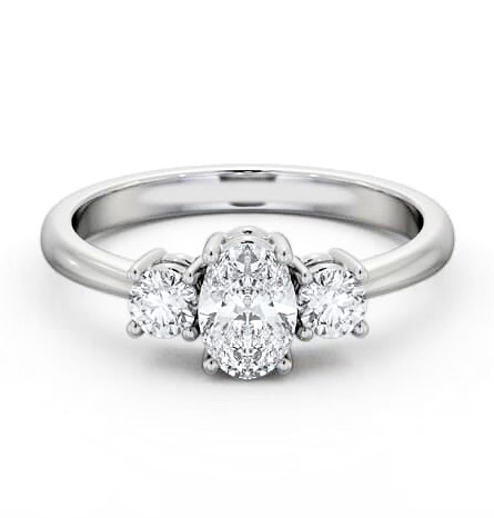 Three Stone Oval with Round Diamond Trilogy Ring 18K White Gold TH55_WG_THUMB1