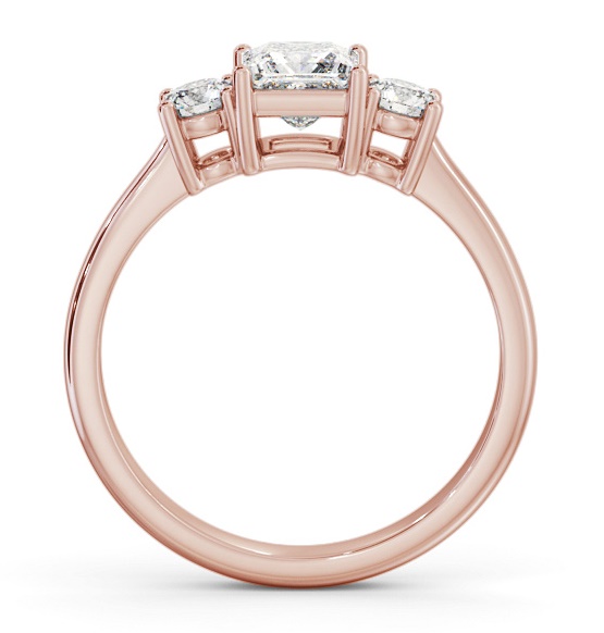 Three Stone Princess with Round Diamond Trilogy Ring 9K Rose Gold TH56_RG_THUMB1 