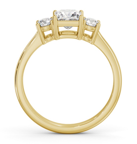Three Stone Princess with Round Diamond Trilogy Ring 18K Yellow Gold TH56_YG_THUMB1 