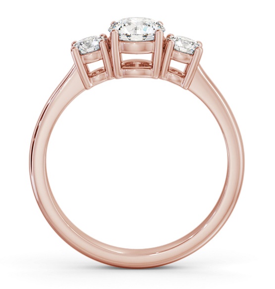 Three Stone Round Diamond Box Setting Trilogy Ring 9K Rose Gold TH57_RG_THUMB1 
