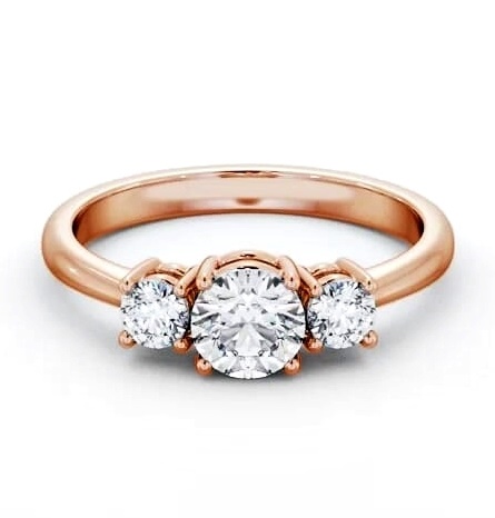Three Stone Round Diamond Box Setting Trilogy Ring 9K Rose Gold TH57_RG_THUMB2 