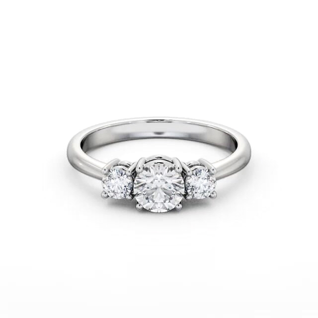 Three Stone Round Diamond Ring 18K White Gold - Jovie TH57_WG_HAND