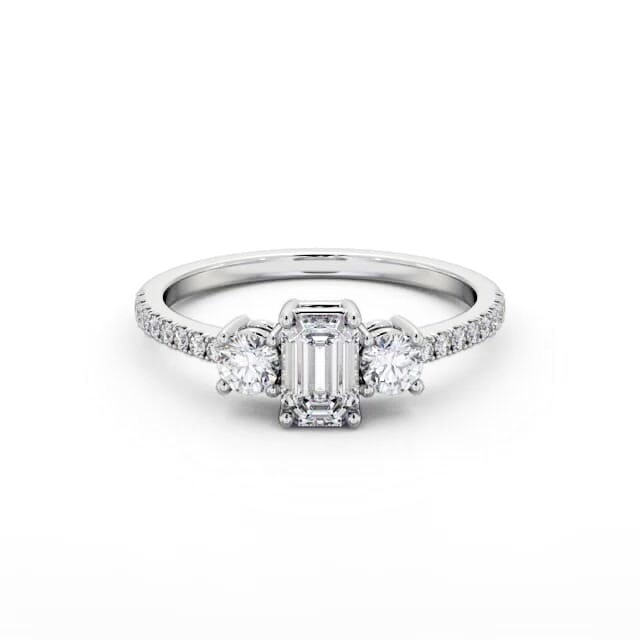 Three Stone Emerald Diamond Ring Palladium - Jude TH58_WG_HAND