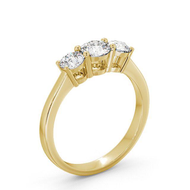 Three Stone Round Diamond Ring 18K Yellow Gold - Arian TH5_YG_HAND