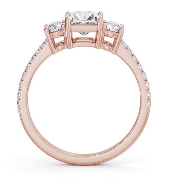 Three Stone Princess and Round Ring 18K Rose Gold with Side Stones TH60_RG_THUMB1 