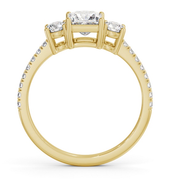 Three Stone Princess and Round Ring 18K Yellow Gold with Side Stones TH60_YG_THUMB1 
