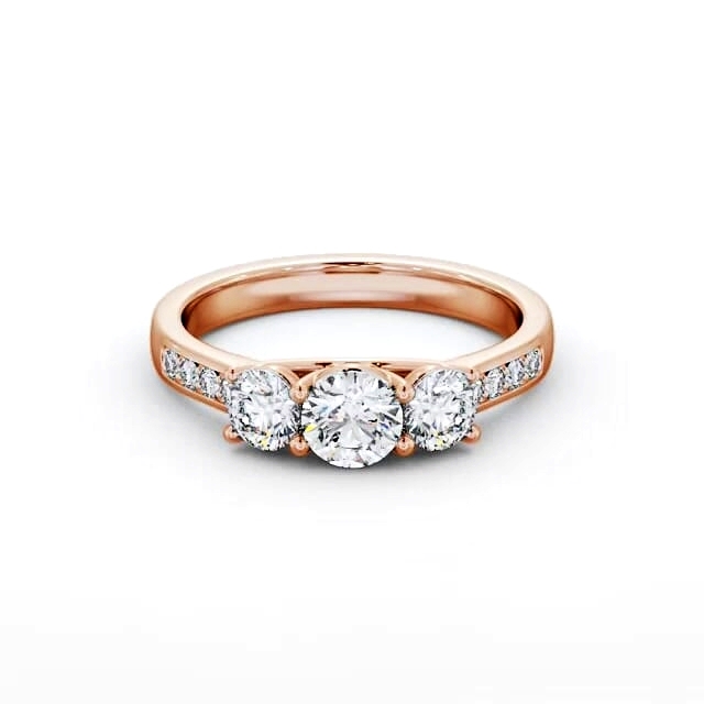 Three Stone Round Diamond Ring 18K Rose Gold - Miesha TH66_RG_HAND