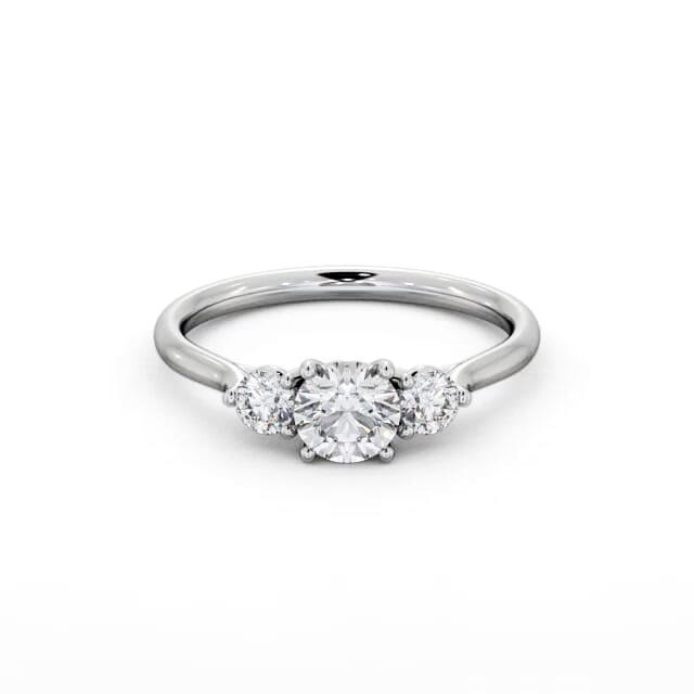 Three Stone Round Diamond Ring 18K White Gold - Kellie TH69_WG_HAND