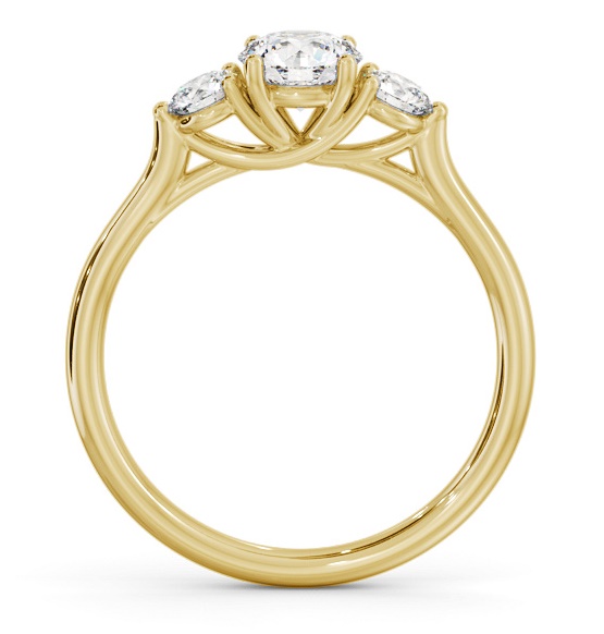 Three Stone Round Diamond Sweeping Prongs Trilogy Ring 18K Yellow Gold TH69_YG_THUMB1 