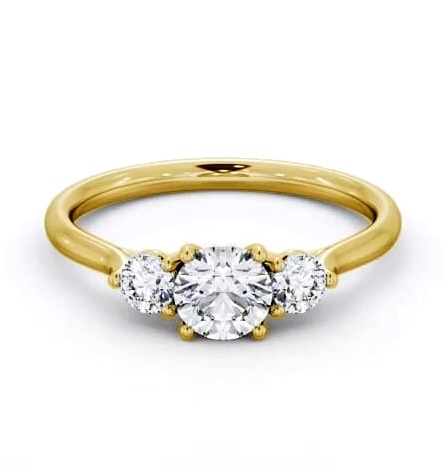 Three Stone Round Diamond Sweeping Prongs Trilogy Ring 9K Yellow Gold TH69_YG_THUMB1