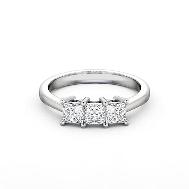 Three Stone Princess Diamond Ring 18K White Gold - Clementine TH6_WG_HAND