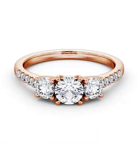 Three Stone Round Diamond Trilogy Ring 9K Rose Gold with Side Stones TH71_RG_THUMB2 