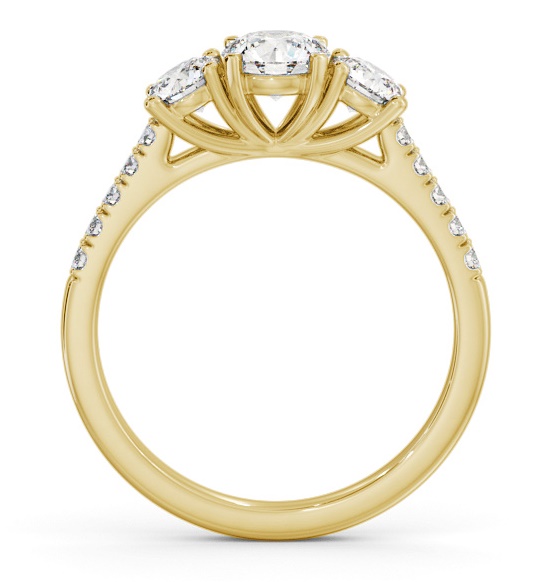 Three Stone Round Trilogy Ring 18K Yellow Gold with Side Stones TH71_YG_THUMB1 