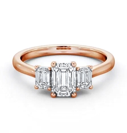 Three Stone Emerald Diamond Trilogy Ring 18K Rose Gold TH72_RG_THUMB1