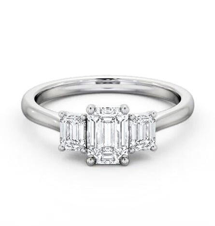 Three Stone Emerald Diamond Trilogy Ring 9K White Gold TH72_WG_THUMB2 