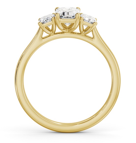 Three Stone Emerald Diamond Trilogy Ring 9K Yellow Gold TH72_YG_THUMB1 