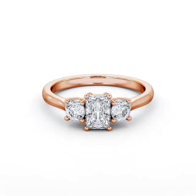 Three Stone Radiant Diamond Ring 18K Rose Gold - Ester TH73_RG_HAND